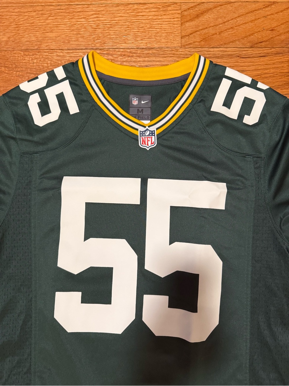NFL Green #55 Men's Football Jersey with Yellow and White Trim - Picture 2 of 4